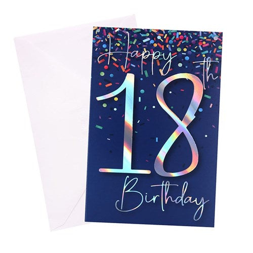 18th Birthday Greeting Card - holographic Confetti Boy