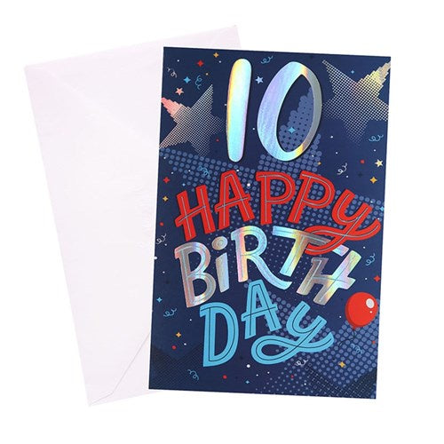 10th Birthday Greeting Card - Urban Stars