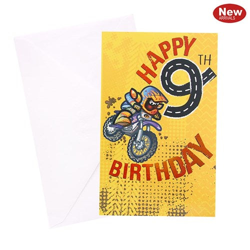 9th Birthday Greeting Card - Urban Racing