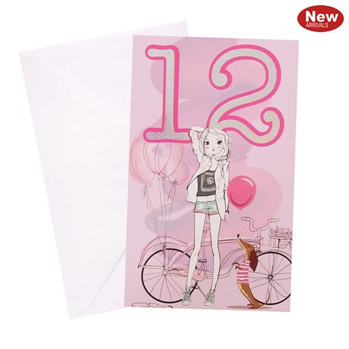 12th Birthday Greeting Card - Bike Ride In Paris Girl