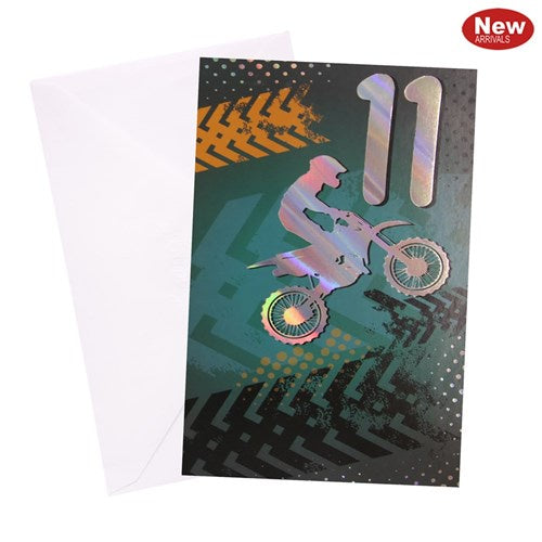 11th Birthday Greeting Card - Urban Motorbike