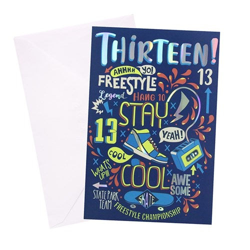 13th Birthday Greeting Card - Urban Cool Boy