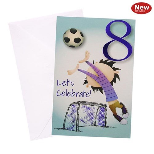 8th Birthday Greeting Card - Urban Soccer