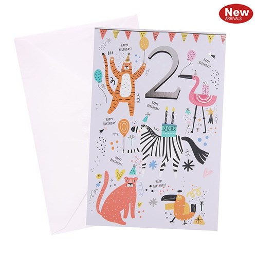 2nd Birthday Greeting Card - Safari Jungle Girl