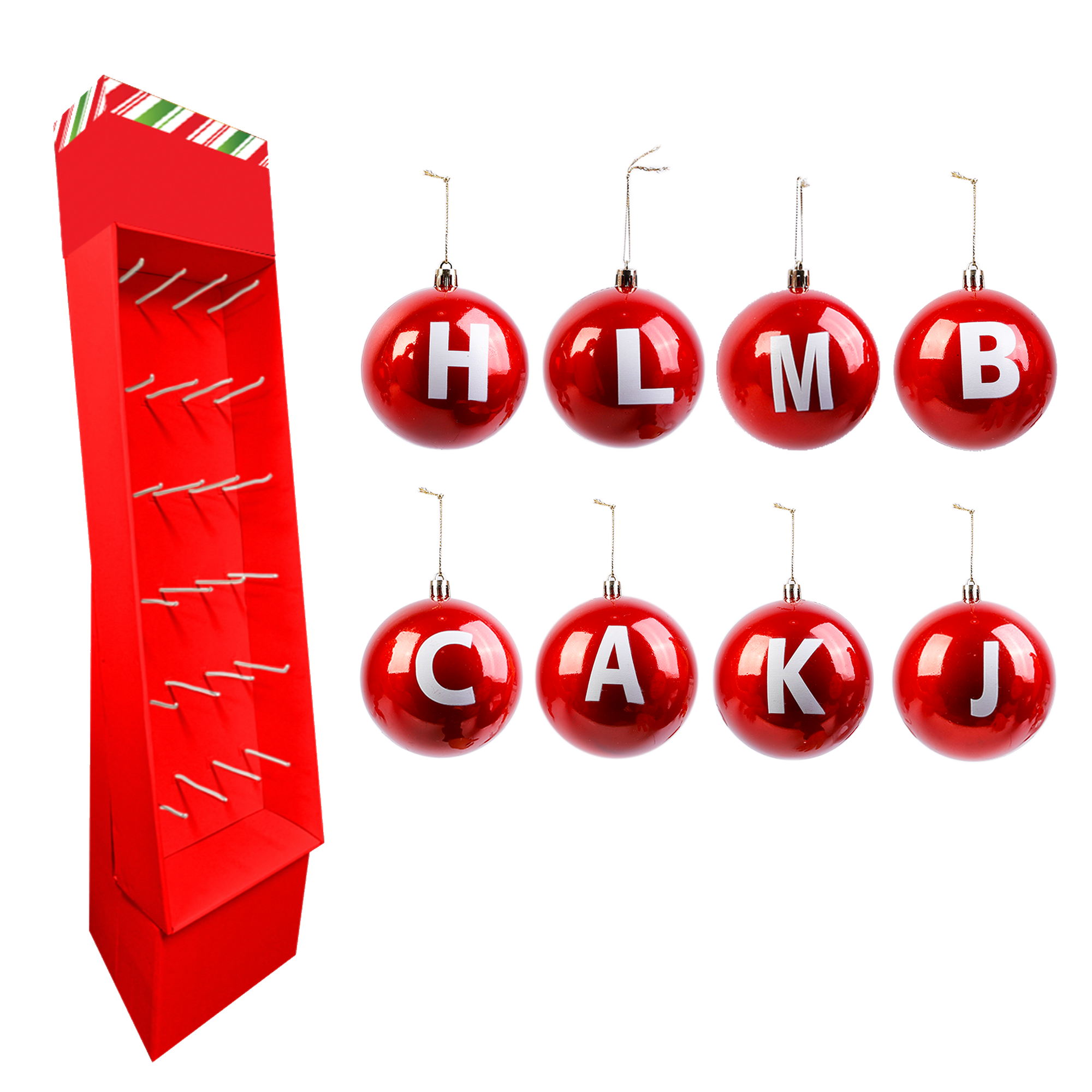 Red Bauble with Printed Letter (Assorted)