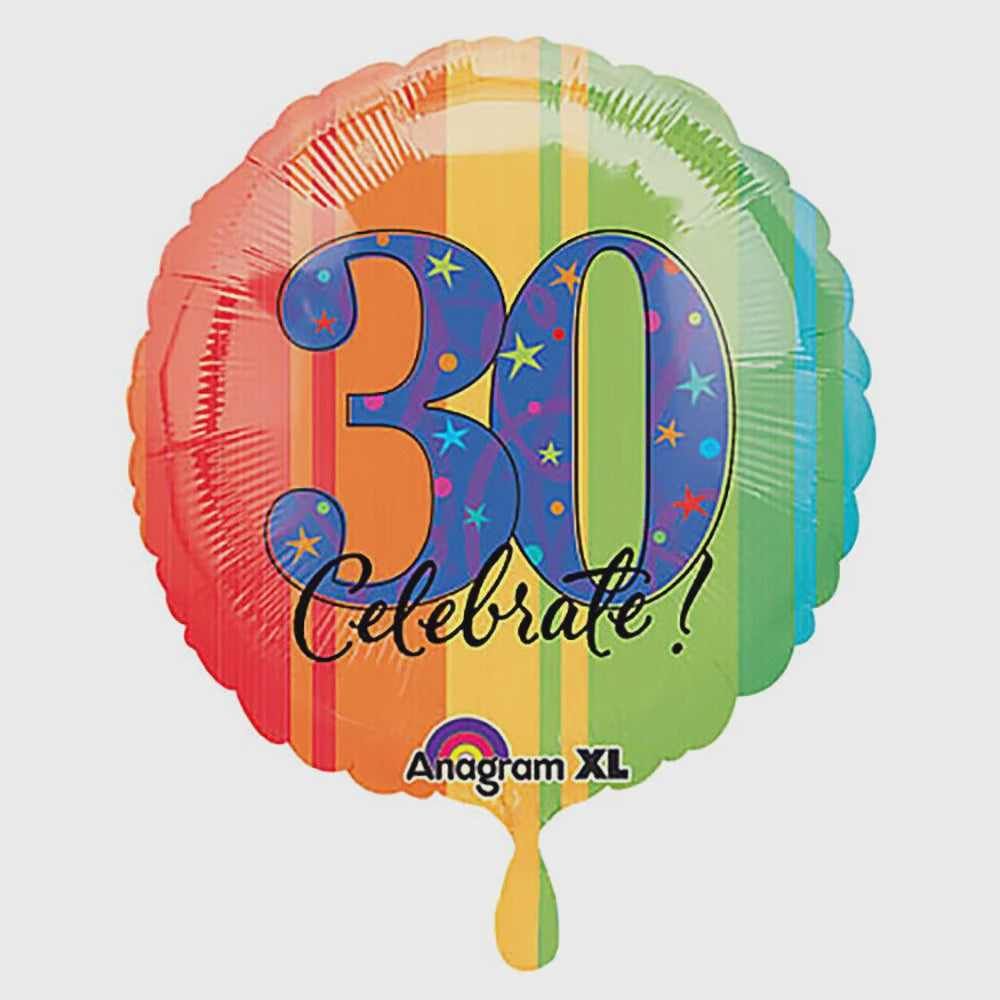 30 Celebrate Rainbow Foil Balloon