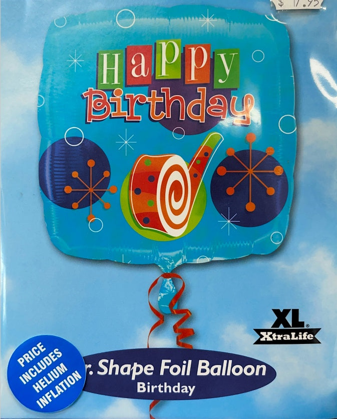 Happy Birthday Party Horn Foil Balloon