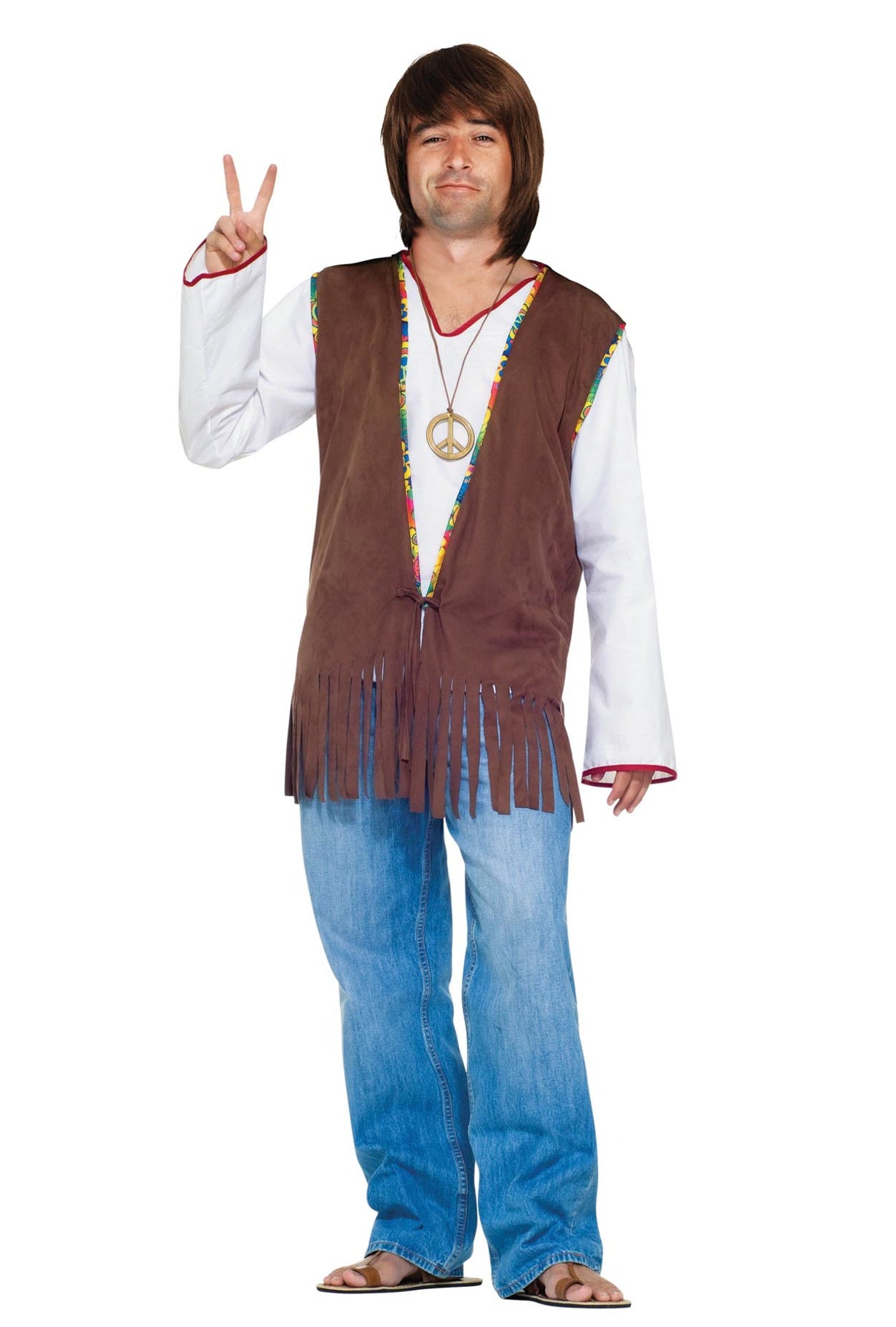 Fringe 60s Mens Hippie Vest Costume