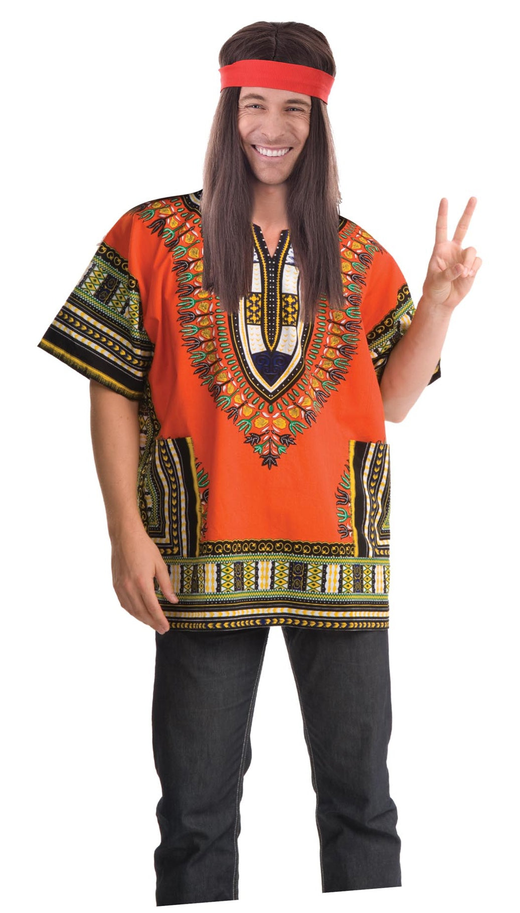 Dashiki Shirt Orange Mens Costume