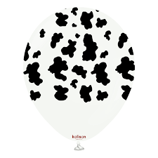 Kalisan Printed Latex 30cm (12") White Sand Safari Cow with Black Print (Pack of 25)
