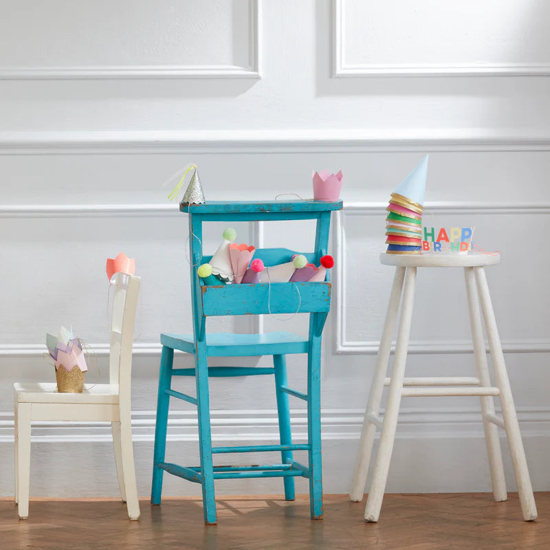 Meri Meri Glitter Pompom Party Hats (Pack of 8 in 4 designs)