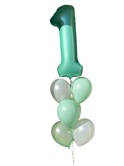 Matt Pastel Mint 86 cm Number 1 Supershape Foil Balloon
