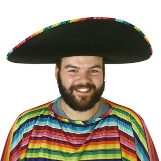 Mexican Black Hat with Rainbow Trim