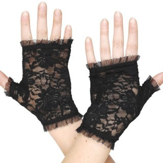 Lace Fingerless Gloves Black
