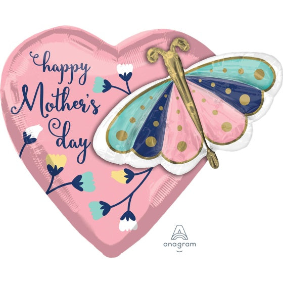 Butterfly and Heart Happy Mother's Day Foil Balloon