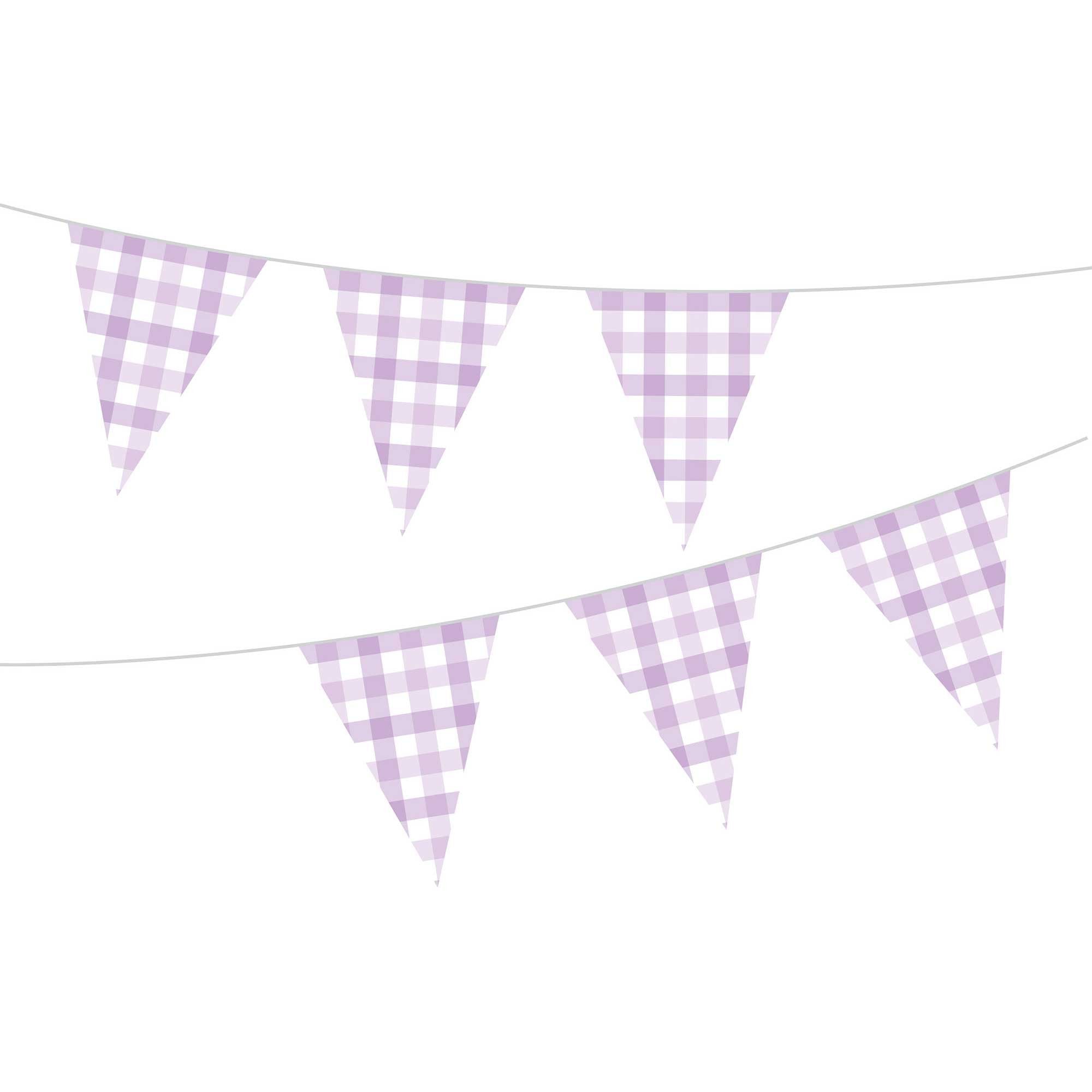 Gingham Pastel Purple Paper Bunting