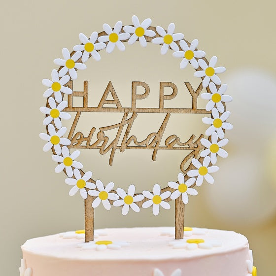 Ditsy Daisy Happy Birthday Cake Topper
