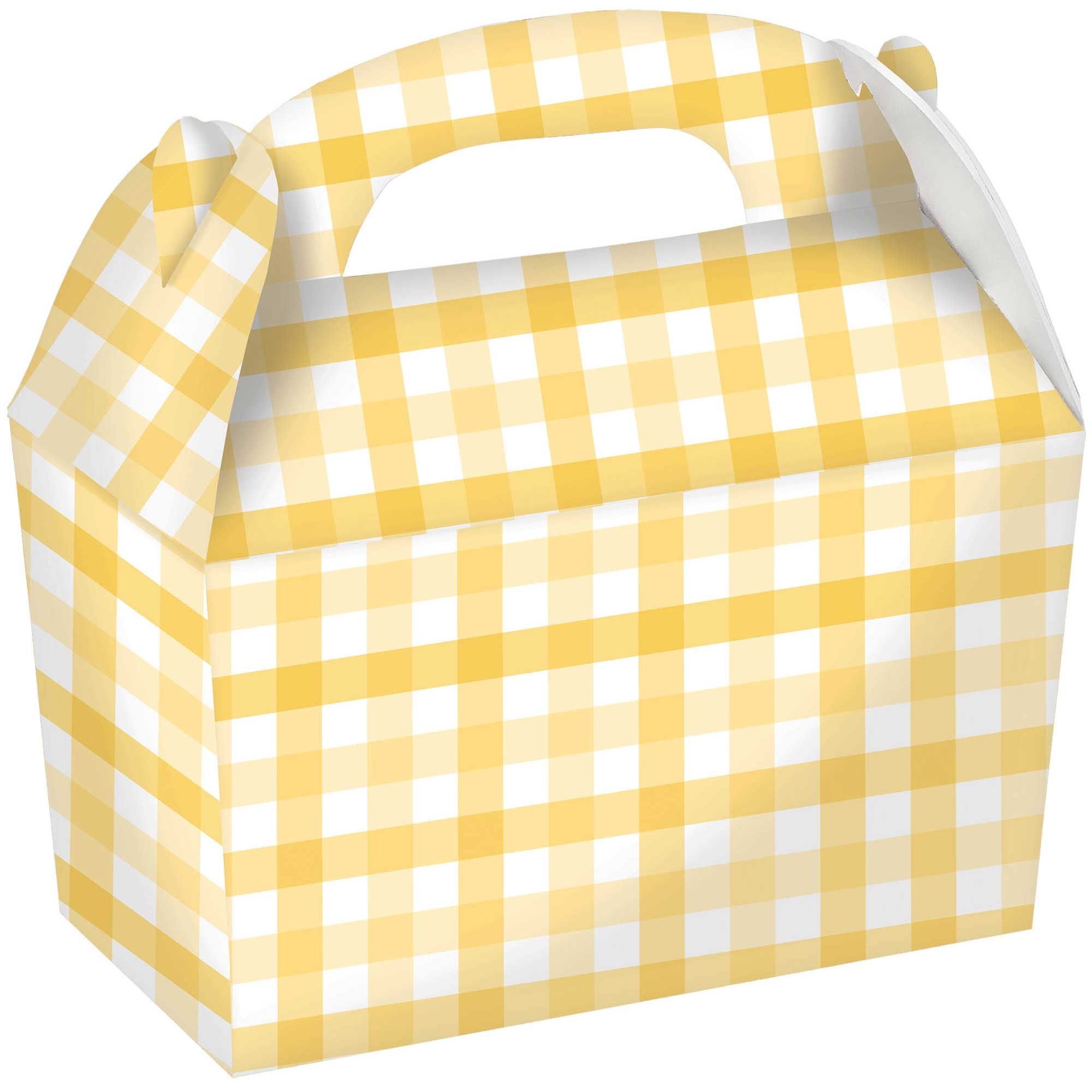 Gingham Pastel Yellow Paper Treat Box 4 pack