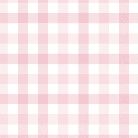 Gingham Pastel Pink Lunch Napkins 16pack