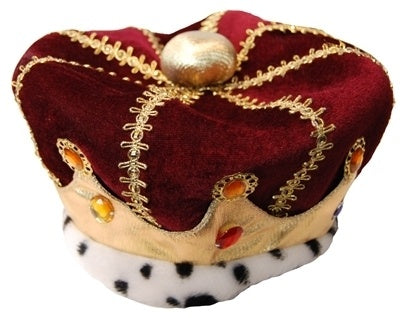 Jewelled Burgundy & Gold Plush King Crown