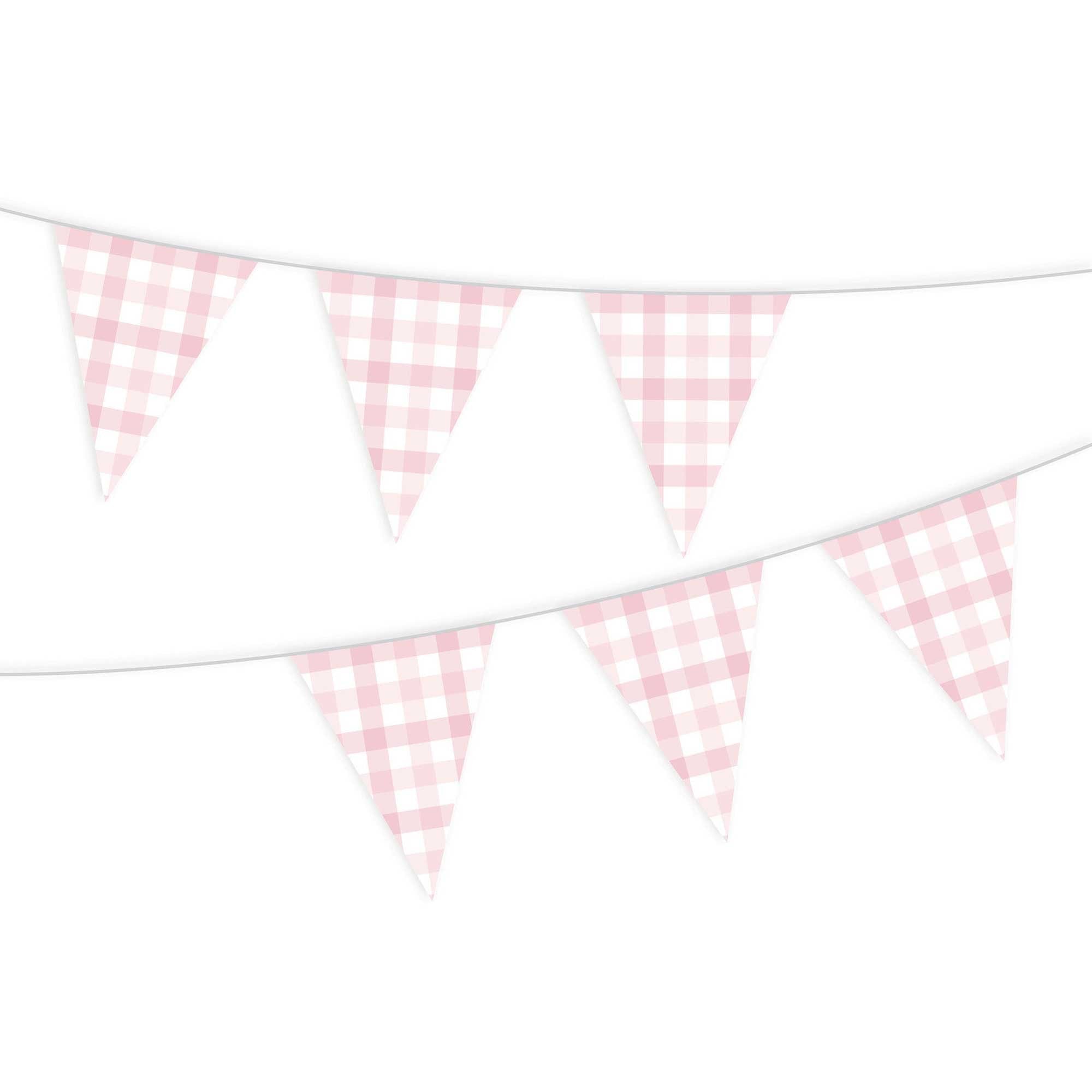 Gingham Pastel Pink Paper Bunting