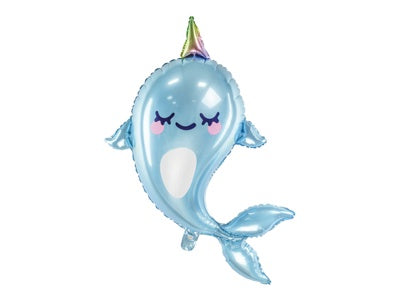 Glossy Narwhal Blue Foil Balloon 53x87CM