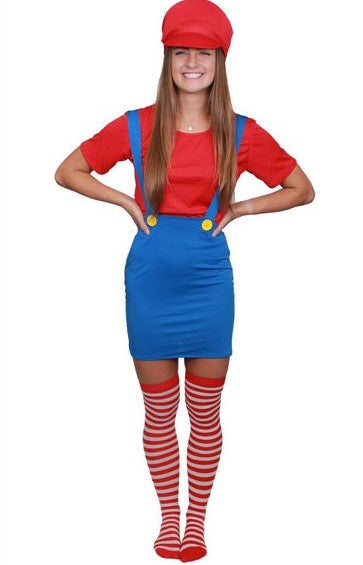 Red Plumber Girl Womens Costume