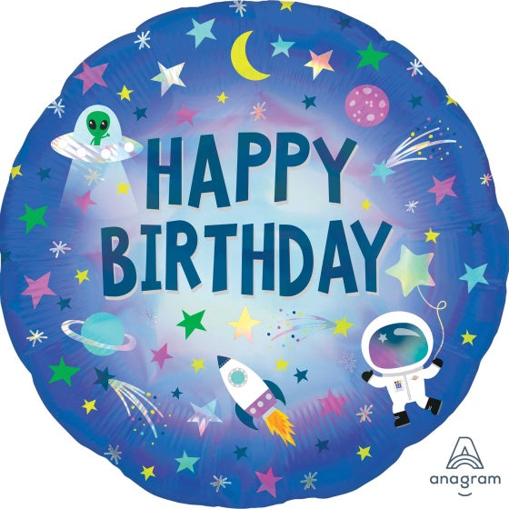 Happy Birthday Space Cats Foil Balloon
