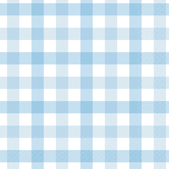 Gingham Pastel Blue Lunch Napkins 16pack