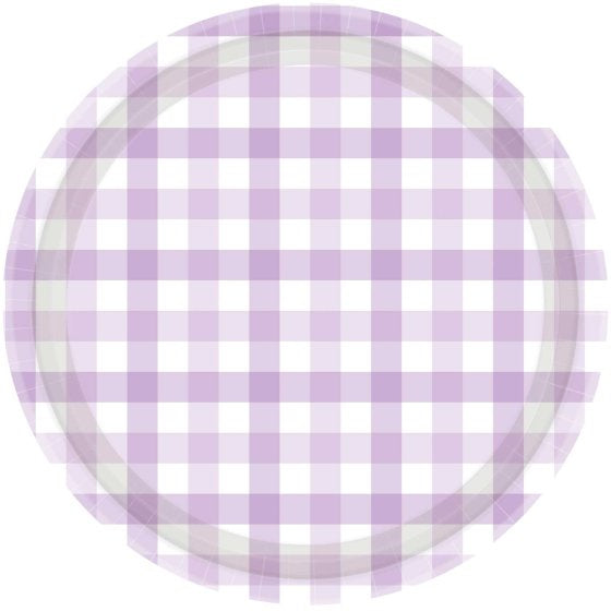 Gingham Pastel Purple Paper Plate 17cm 8pack