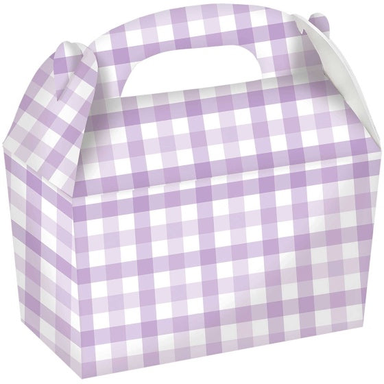 Gingham Pastel Purple Paper Treat Box 4 pack
