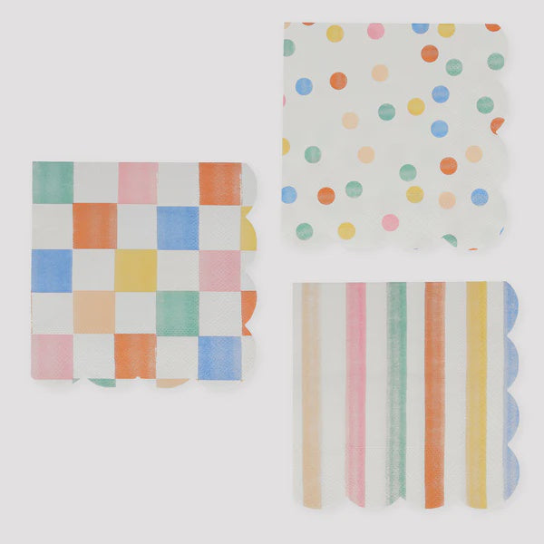 Meri Meri Colourful Pattern Small Napkins (Pack of 16)
