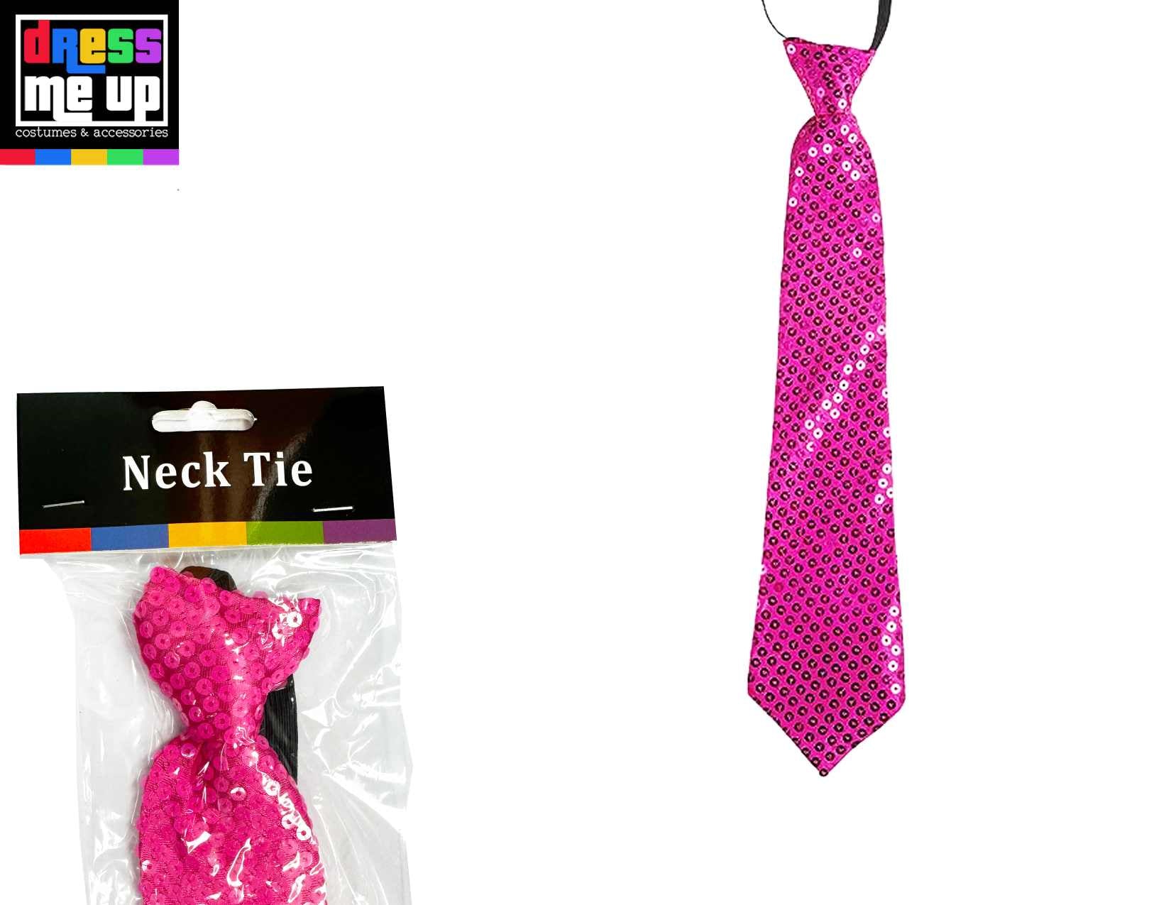 Pink Neon Sequin Necktie