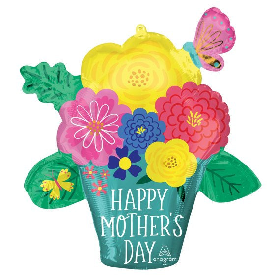 Pretty Flower Pot Mother's Day Foil Balloon