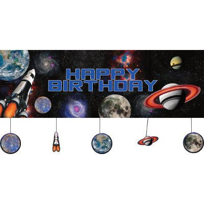 Space Blast Giant Party Happy Birthday Banner