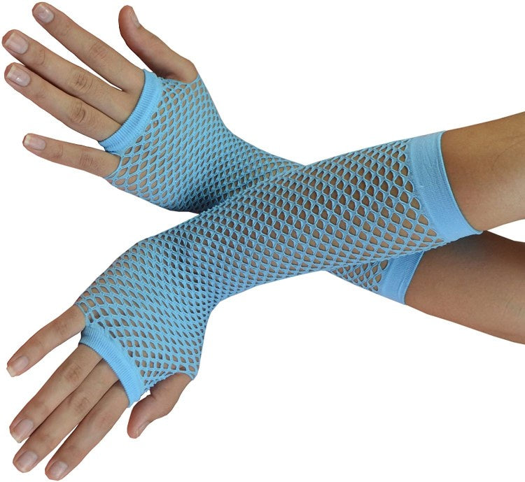 Blue Fishnet Gloves