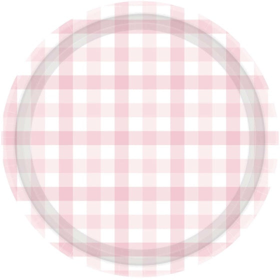 Gingham Pastel Pink Paper Plate 17cm 8pack
