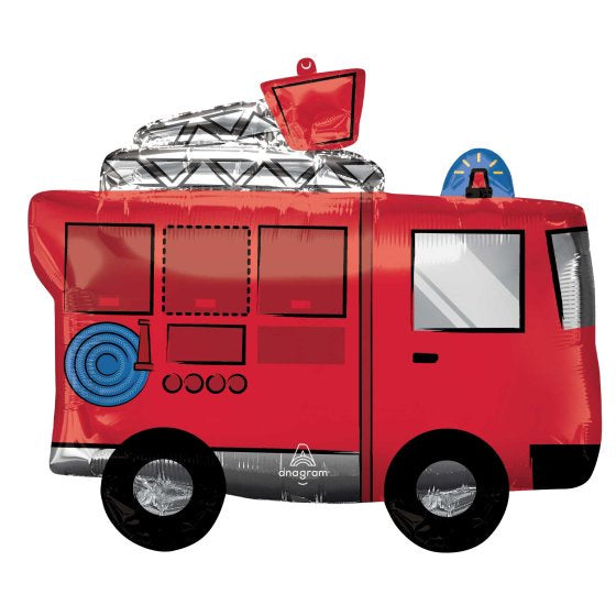 Red Fire Truck Foil Balloon