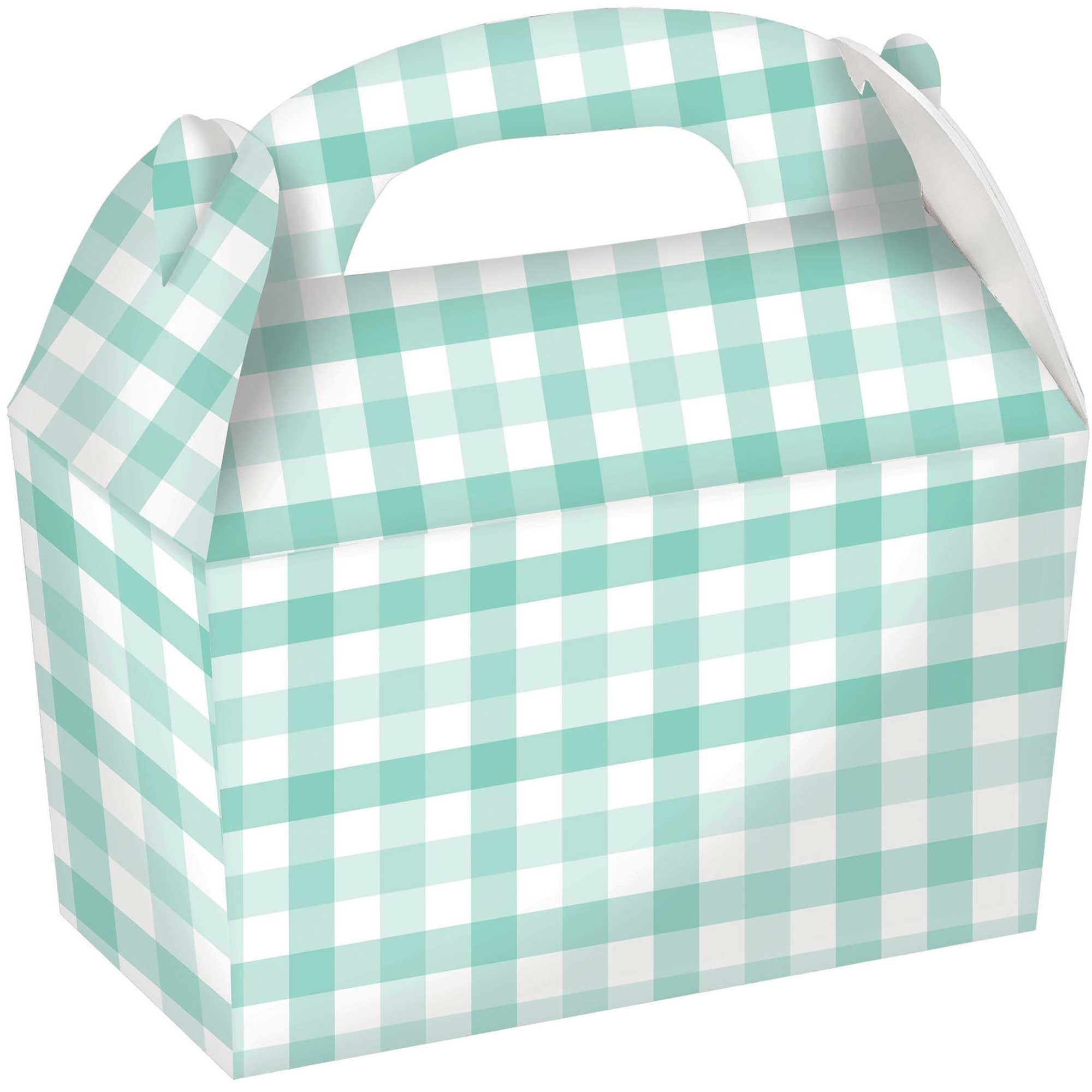 Gingham Pastel Mint Green Paper Treat Box 4 pack