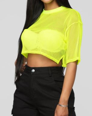 Yellow Neon Fishnet Top