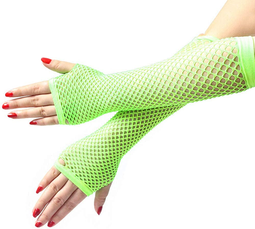 Green Fishnet Gloves