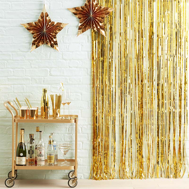 Gold Fringe Foil Curtain