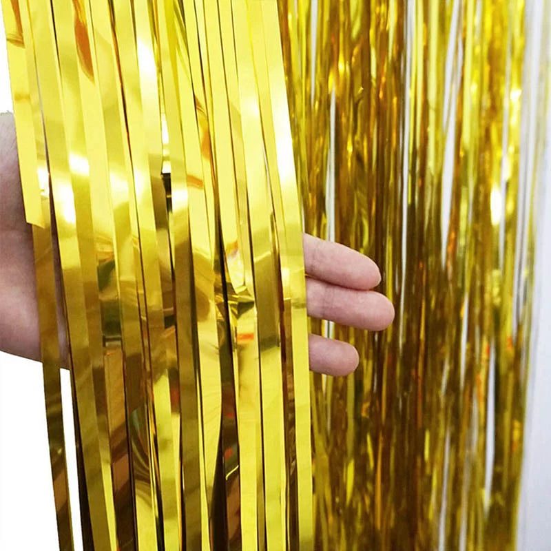 Gold Fringe Foil Curtain