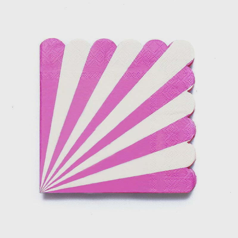 Hot Pink Striped Napkins (Pack of 16)
