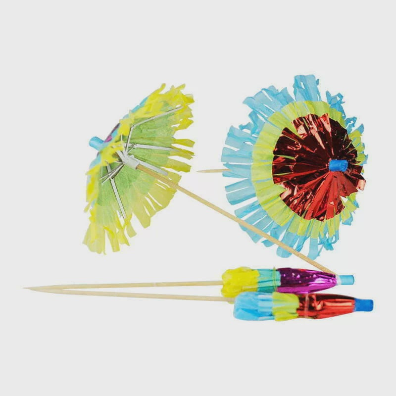 Colourful Foil Umbrella Picks (Pack of 10)