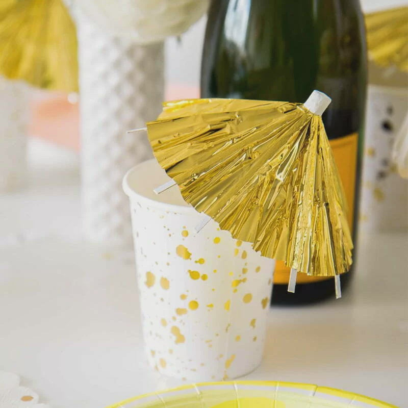 Gold Foil Umbrella Picks (Pack of 10)