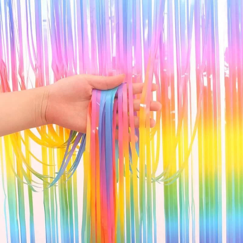 Pastel Rainbow Ombre Foil Curtain