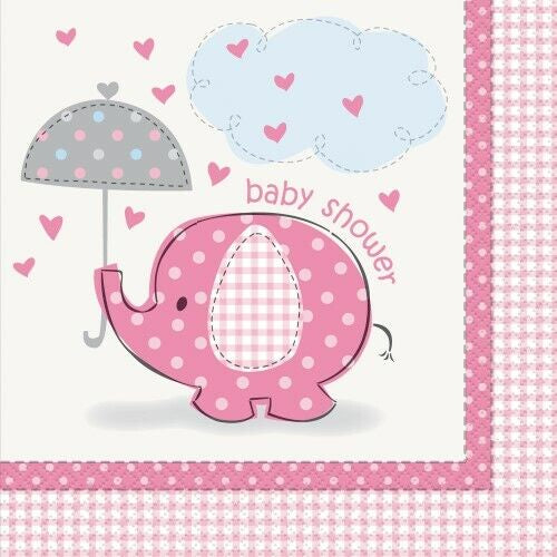 Pink Elephant Baby Shower Napkins