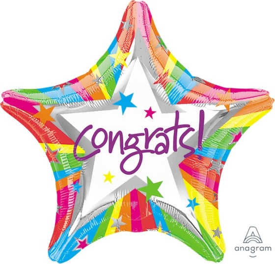Rainbow Congratulations Star Foil Balloon