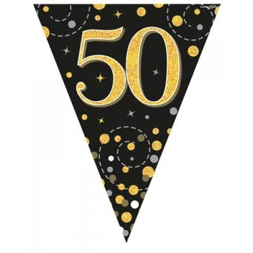 Sparkling Fizz 50th Black & Gold Bunting
